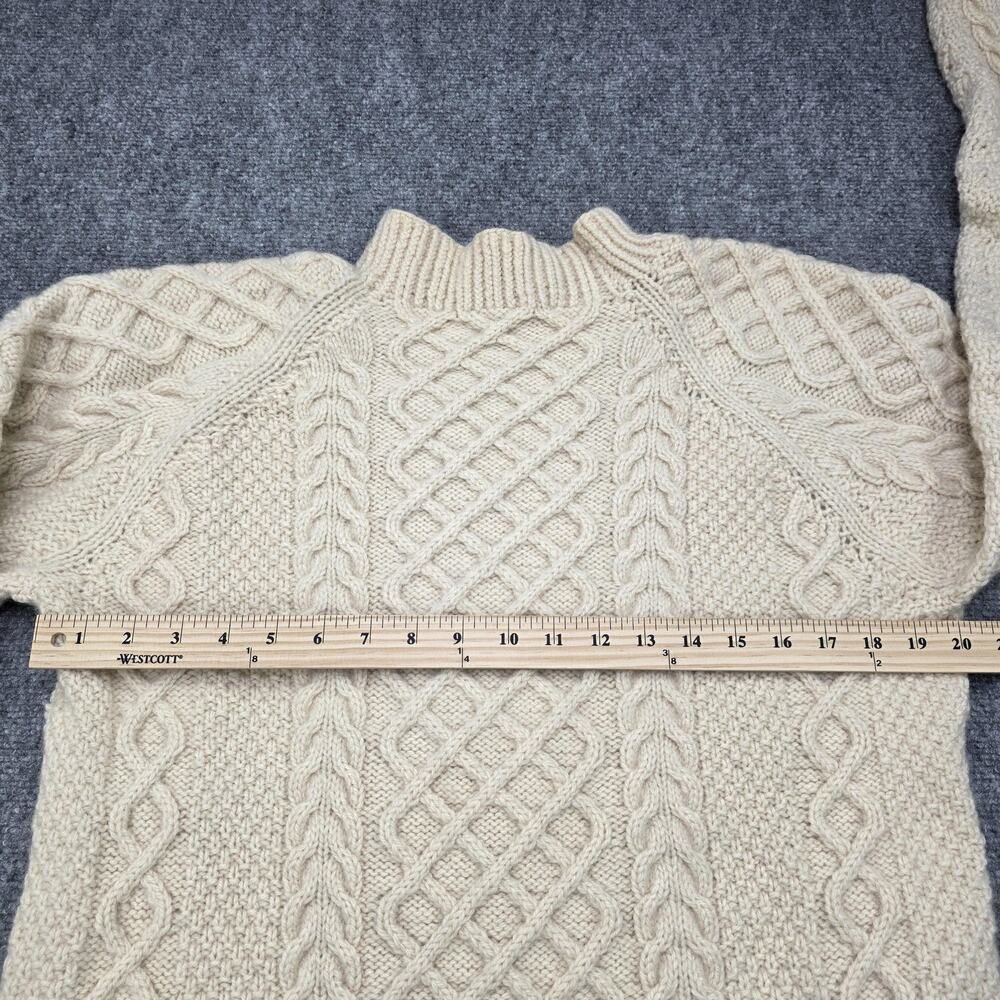 Vintage Aran Fisherman Sweater Womens Medium Cream Cable Knit Hand Knit Wool - Picture 4 of 16